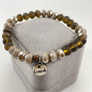 Beautiful Erimish Brown Taupe AB Multifaceted Beaded Stretch Bracelet